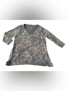 J. Jill paisley print Supima cotton V-neck tunic  Size:XS
